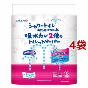 エリエール シャワートイレのためにつくった吸水力2倍のトイレットペーパー 花柄(18ロール*4袋セット)[トイレットペーパー ダブル]