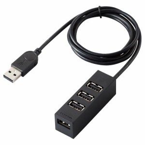 エレコム USBハブ 2.0 4ポート バスパワー ケーブル長1m マグネット付 U2H-TZ427BBK(1個)[情報家電　その他]
