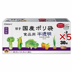 厚手国産ポリ袋 食品用 大 半透明 マチ付(30枚入×5セット)[保存用バッグ ポリ袋]