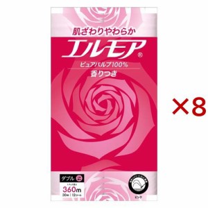 エルモア トイレットロール 花の香り ピンクダブル 30m(12ロール×8セット)[トイレットペーパー ダブル]