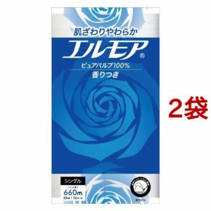 エルモア トイレットロール 花の香り シングル 55m(12ロール*2袋セット)[トイレットペーパー シングル]