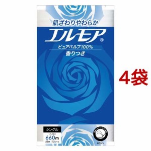 エルモア トイレットロール 花の香り シングル 55m(12ロール*4袋セット)[トイレットペーパー シングル]