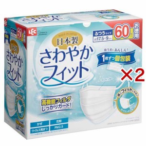 さわやかフィット 日本製 不織布マスク ふつう 個包装 JIS規格適合(60枚入×2セット)[不織布マスク]