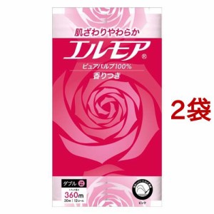 エルモア トイレットロール 花の香り ピンクダブル 30m(12ロール*2袋セット)[トイレットペーパー ダブル]