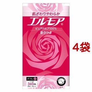 エルモア トイレットロール 花の香り ピンクダブル 30m(12ロール*4袋セット)[トイレットペーパー ダブル]