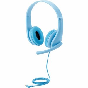 エレコム ヘッドセット 子供用 両耳 マイクアーム付 4極 ライトブルー HS-KD01TLBU(1個)[ヘッドセット・イヤホン類]