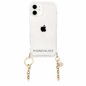 PHONECKLACE iPhone 12mini チェーンショルダーストラップ付きクリアケース ゴールド(1個)[ケース・ジャケット]