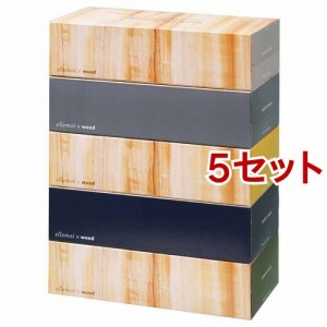 エルモア ティシュー Kazaru*wood(180組*5箱入*5セット)[箱ティッシュ]