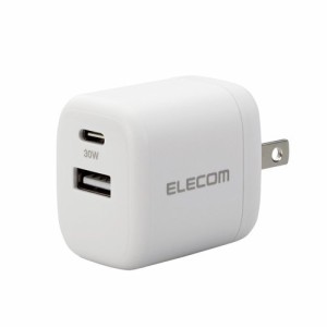 エレコム USB Type-C 充電器 PD 対応 最大出力30W タイプC*1 タイプA*1 ホワイト(1個)[充電器・バッテリー類]