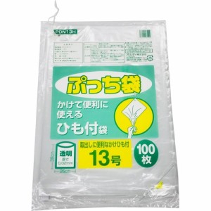 オルディ かけて便利に使えるひも付袋 ぷっち袋 透明 13号 PDN13H(100枚入)[保存用バッグ ポリ袋]