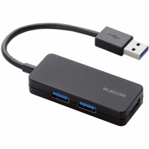 エレコム USBハブ 3.0 3ポート バスパワー ケーブル固定 コンパクト U3H-K315BBK(1個)[情報家電　その他]