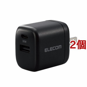 エレコム USB Type-C 充電器 PD 対応 最大出力30W タイプC*1 タイプA*1 ブラック(2個セット)[充電器・バッテリー類]