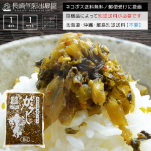 【ネコポス送料無料】【業務用】長崎県産100% 九州長崎老舗の味 からし高菜1kg 全国一律送料無料 ポスト投函 郵便受け投函 徳用 メガ盛り