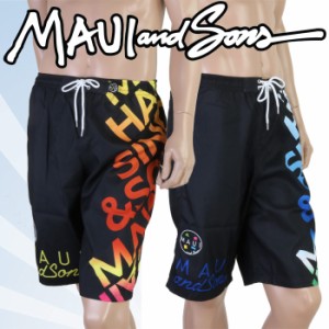 【あす着】(パケット便送料無料)MAUI＆SONS メンズ・サイドロゴプリント サーフパンツ（紳士水着）0201-620sl1706