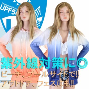 【あす着】BEACH QUEEN グラデーション UVパーカー・UPF50+ ラッシュガード（レディース水着）313300(パケット便送料無料)sl1706