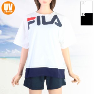 あす着(パケット便送料無料)FILA フィラ レディース ロゴＴシャツ水着4点セット UVカット/吸水速乾/接触冷感 324-601