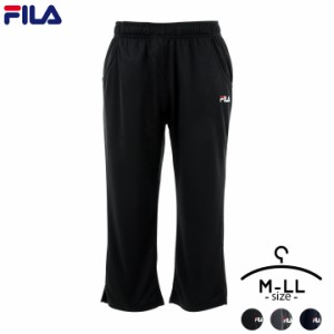 FILA フィラ クロップドパンツ レディース M L LL 保湿冷感 紫外線遮蔽率90％ 薄手 ロゴ刺繍 ブラック チャコールグレー ネイビー 春 夏 