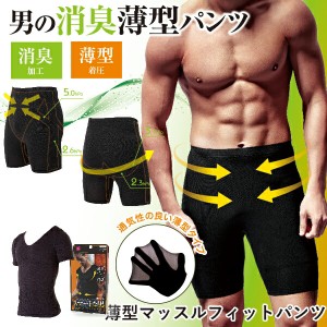 薄型マッスルフィットパンツ メール便OK 着圧 加圧 トレーニング 薄型 消臭 臭い ニオイ 通気性 ウエスト 背筋 姿勢〔mr-3122-pa〕