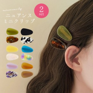 ヘアクリップ ヘアピン 2個セット レディース ヘアアクセサリー アセテート ニュアンス 前髪クリップ 可愛い (hac266)