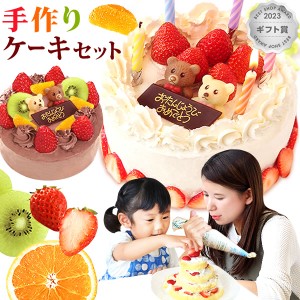 バースデーケーキ 手作りケーキ 5号 子供とママで手作り デコレーションケーキ 誕生日ケーキ ケーキキット 子供 ギフト プレゼント あす