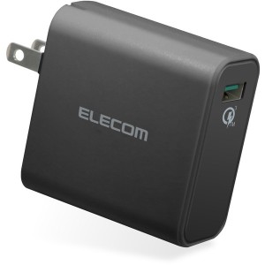 ELECOM MPA-ACUQ01BK [スマートフォン・タブレット用AC充電器/QuickCarge3.0対応/USB1ポート/ブラック]