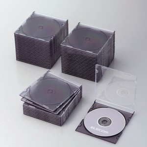 ELECOM CCD-JSCS50CBK クリアブラック [Blu-ray/DVD/CDケース 50枚セット(スリム/PS/1枚収納)]