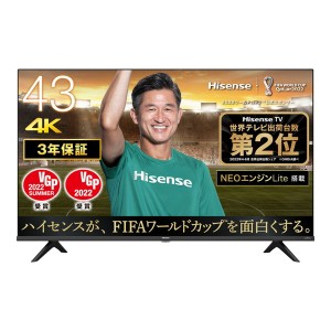 液晶テレビ 43型 43インチ 4K内蔵 ハイセンス Hisense テレビ本体 43E6G 地上・BS・CSデジタル【あす着】