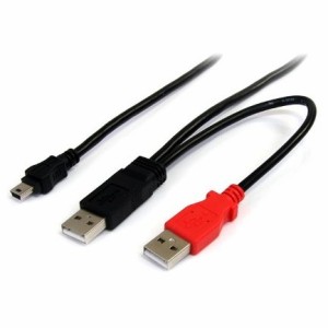 StarTech USB2HABMY6 [USB Y字給電ケーブル(USB A - mini B) Y型分岐パワーケーブル (1.8m・外付けハードディスクに対応)]