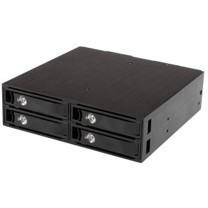 StarTech SATSASBP425 ブラック [4ベイHDD/SSD増設モバイルラック5.25インチベイ内蔵タイプ4x 2.5インチSATA/SASドライブ対応]