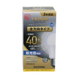 アイリスオーヤマ LDA4D-G/W-4T5 ECOHiLUX [LED電球(E26口金・40W相当・485lm・昼光色)]
