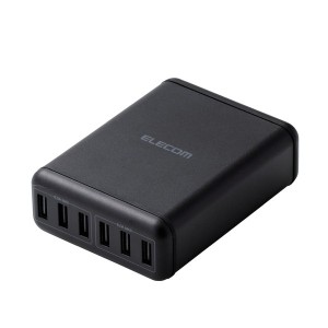 ELECOM MPA-ACD03BK スマートフォン・タブレット用AC充電器 USB-A6ポート(おまかせ充電) 電源ケーブル1.5m ブラック メーカー直送