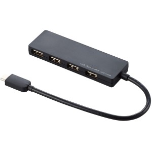 ELECOM U2HC-A429BBK ブラック [USB2.0HUB/Type-C/Aメス4ポート/バスパワー/15cmケーブル]