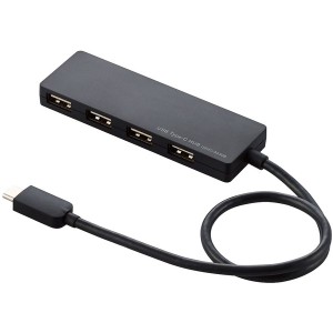 ELECOM U2HC-A430BBK ブラック [USB2.0HUB/Type-C/Aメス4ポート/バスパワー/30cmケーブル]