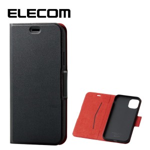 ELECOM PM-A19CPLFUBK iPhone 6.1インチ ケース 手帳型 レザー 超軽量/薄型 耐衝撃 ブラック
