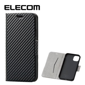 ELECOM PM-A19CPLFUCB iPhone 6.1インチ ケース 手帳型 レザー 超軽量/薄型 耐衝撃 ブラック