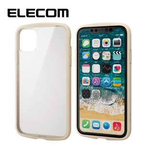 ELECOM PM-A19CTSLFCIV iPhone 6.1インチ ケース クリア 耐衝撃 ストラップホール フレーム アイボリー