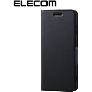 ELECOM PM-BAS4PLFUBK [BASIO4 ケース 手帳型 ソフト レザー 薄型 / 軽量 シンプル マグネットフラップ ブラック]