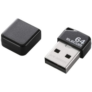 ELECOM MF-SU2B64GBK USBメモリ USB2.0 小型 キャップ付 64GB ブラック メーカー直送