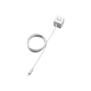 ELECOM MPA-ACL02WF iPhone充電器 iPad充電器 1.5m Lightning AC ケーブル一体 ホワイトフェイス コンパクト 小型
