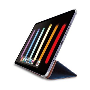 ELECOM TB-A21SWV2NV iPad mini 2021年モデル 第6世代 8.3インチ ケース カバー レザー フラップ 手帳 背面クリア 2アングル ネイビー