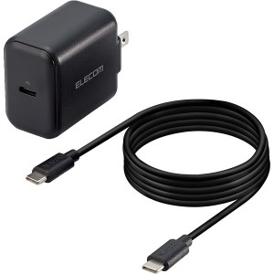ELECOM MPA-ACCP18BK USB コンセント PD 充電器 20W スマホ タブレット USB-C ×1ポート ケーブル付属 1.5m ブラック 高速 メーカー直送
