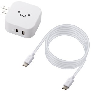 ELECOM MPA-ACCP21WF [USB コンセント PD 充電器 20W USB-C USB-A 各1ポート ケーブル付属 1.5m ホワイトフェイス] メーカー直送