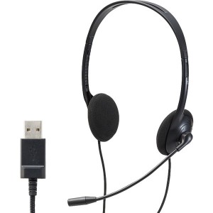 ELECOM HS-KD03UBK ヘッドセット 子供専用 小学生 回転式マイクアーム USB 両耳 安全音量低減 サイズ調整機能付き ブラック