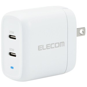 ELECOM MPA-ACCP25WH ホワイト AC充電器 USBコンセント Type-Cポート×2 合計40W 小型 軽量 メーカー直送