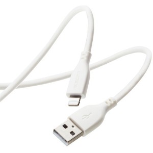 ELECOM MPA-UALSS20WH ホワイト iPhone充電ケーブル ライトニング USB-A 2m 高耐久 iPhone iPad シリコン素材 2.0m