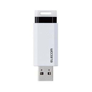 ELECOM MF-PKU3128GWH USBメモリ 128GB USB3.1(Gen1)対応 ノック式 ストラップホール付 ホワイト メーカー直送