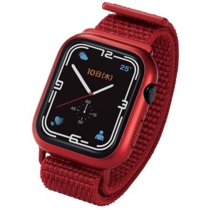 ELECOM AW-21ABCFBRD レッド アップルウォッチ 保護ケース バンド一体型 Series 7 全面保護 ガラス PC素材 Apple Watch メーカー直送