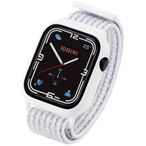 ELECOM AW-21ABCFBWH ホワイト アップルウォッチ 保護ケース バンド一体型 Series 7 全面保護 ガラス PC素材 Apple Watch メーカー直送