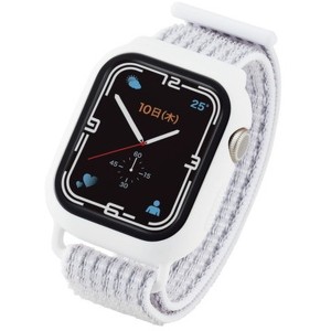ELECOM AW-21BBCFBWH ホワイト アップルウォッチ 保護ケース バンド一体型 Series 7 全面保護 ガラス PC素材 Apple Watch メーカー直送
