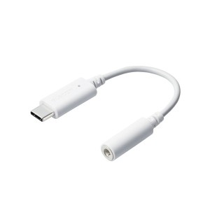 ELECOM MPA-C35DWH タイプC 変換 ケーブル USB Type C to イヤホンジャック DAC 搭載 やわらか イヤホンで視聴 Type-C ホワイト